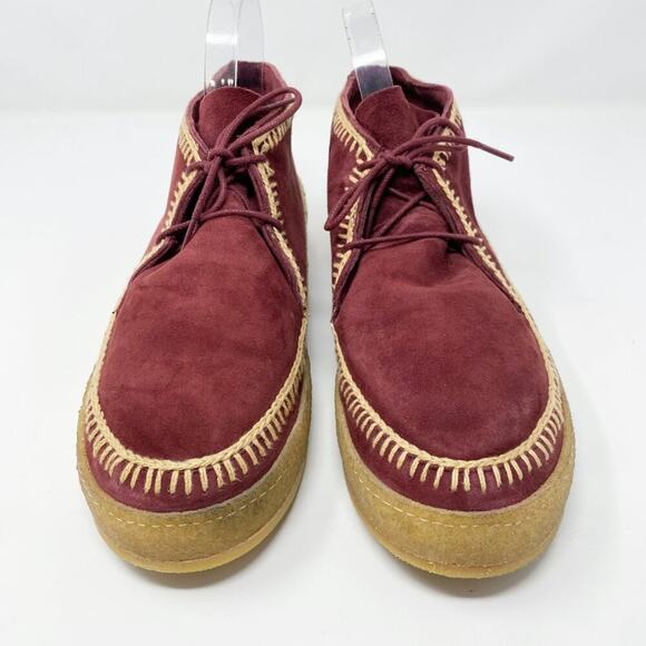 Anthro Laidback London Maroon Suede Shenje Chukka Boots EU 42 Lace Up Handmade - Picture 2 of 11